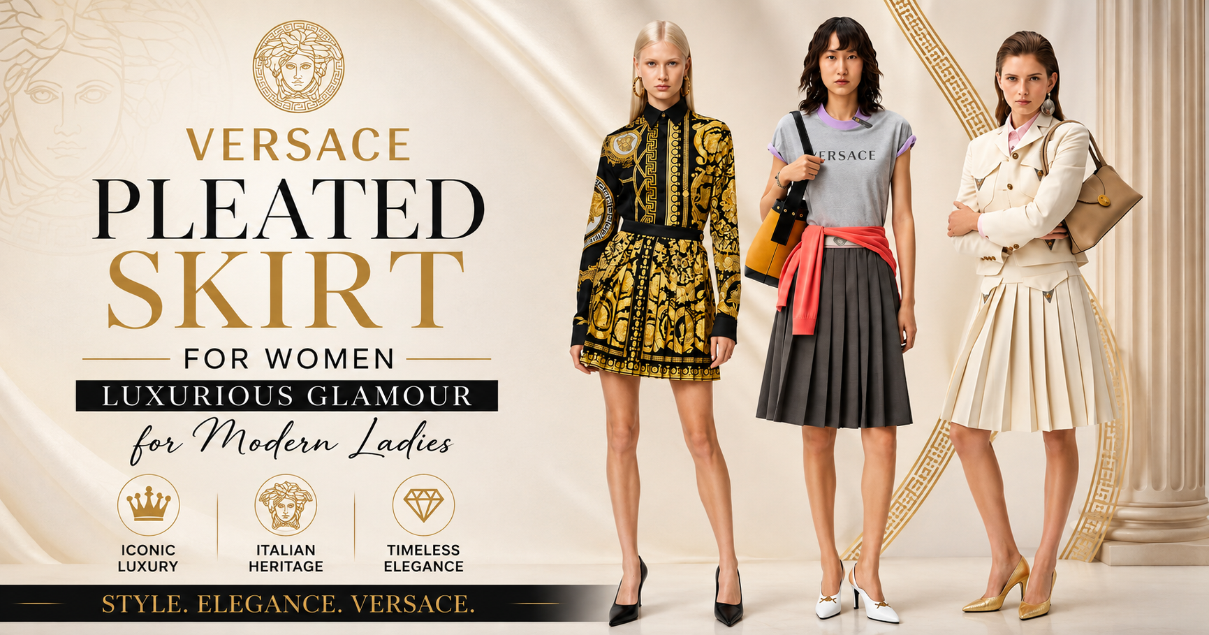 Versace Pleated Skirt for Women: Luxurious Glamour for Modern Ladies